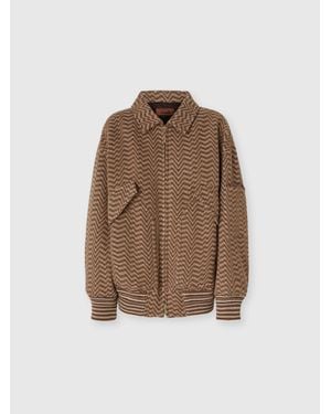 Missoni Bomber Jacket With Irregular Chevron Pattern - Brown