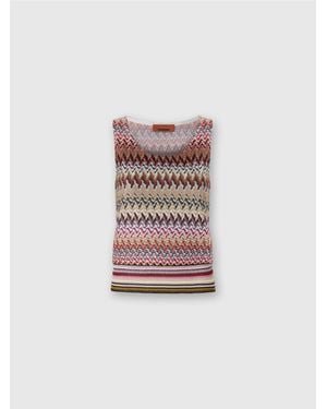 Missoni Zigzag Tank Top With Ribbed Detail - White