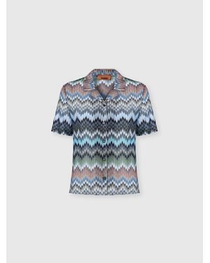 Missoni Snake-Pattern Viscose Bowling Shirt - Blue