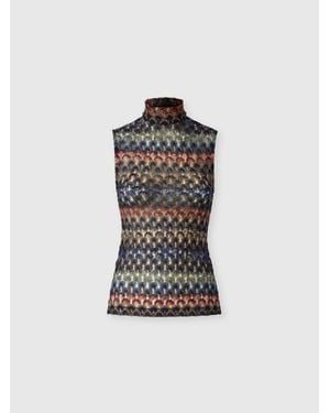 Missoni Sleeveless Viscose Lamé Top With Lace Motif - Black
