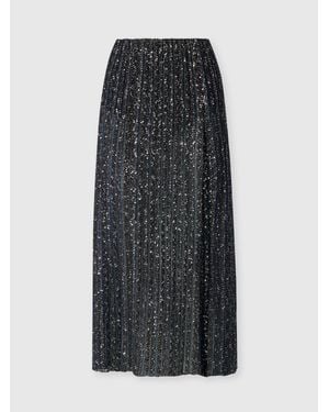 Missoni Ribbed Midi Skirt With Slit And Sequins - Black