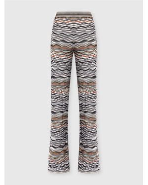 Missoni Straight Long Trousers With Wave Pattern - Grey