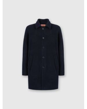 Missoni Double Knit Coat With Zigzag Pattern - Blue