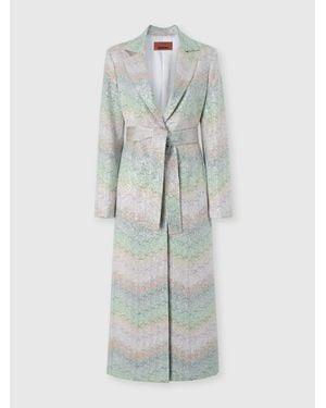 Missoni Leichter Mantel Mit Gürtel Und Paillettenapplikationen, Damen, Größe - Weiß
