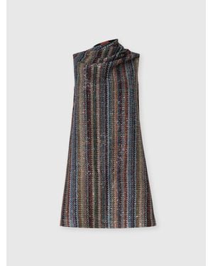Missoni Flared Mini Dress With Draped Neckline - Gray