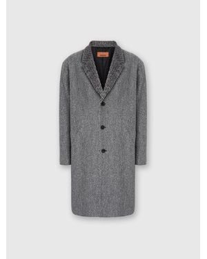 Missoni Wool Cloth Coat With Chevron Pattern - Grey