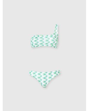 Missoni One-Shoulder-Bikini Aus Viskose Mit Blumenmuster, Damen, Größe - Blau