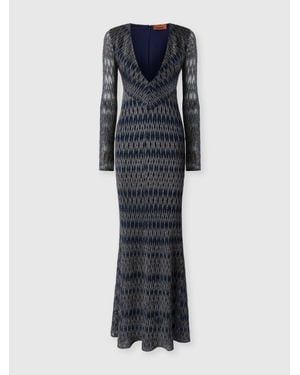 Missoni 3D Diamond Mixed Viscose Gown - Blue