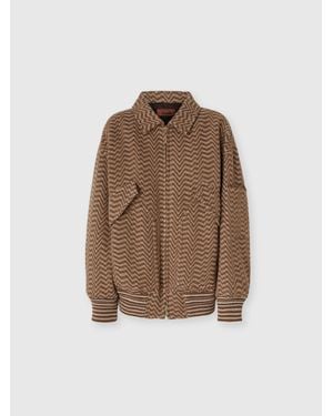 Missoni Bomber Jacket With Irregular Chevron Pattern - Brown