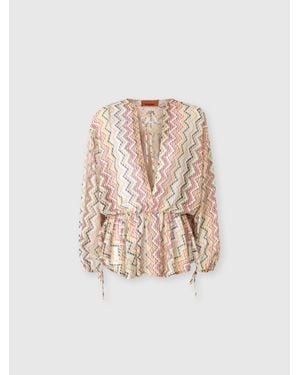 Missoni Long-Sleeved Mini Cover-Up Dress - Natural