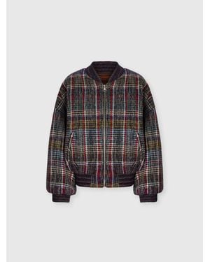 Missoni Wool Bomber Jacket With Check Motif - Black