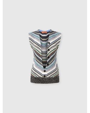 Missoni Striped Vest With Sequin Appliqué - Blue