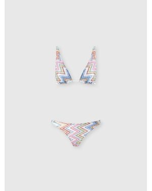 Missoni Zig Zag Printed Fabric Bikini With Elongated Top - White