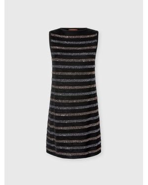 Missoni Sleeveless Striped Mini Dress With Sequins - Black