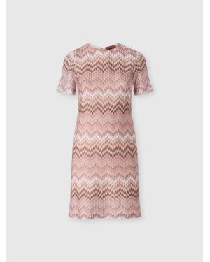 Missoni Short-Sleeve Viscose Mini Dress, & Multicoloured - Pink