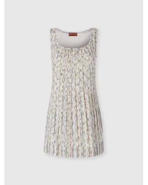 Missoni Pleated Striped-Pattern Mini Dress - White