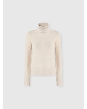 Missoni High-Neck Sweater With Chevron Pattern And Lamé Filaments - White