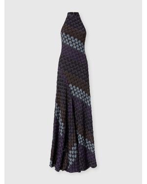 Missoni Long Dress With Halterneck - Blue