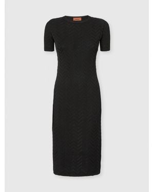 Missoni Chevron Cotton And Viscose Longuette Dress - Black