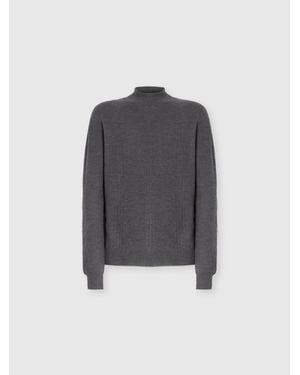 Missoni High-Neck Jumper With Tone-On-Tone Chevron Pattern - Blue