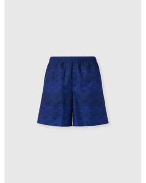 Missoni Lange Badeshorts Mit Zickzack-Print, Herren, Größe - Blau
