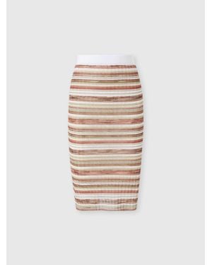 Missoni Ribbed Striped Viscose-Blend Midi Skirt - White