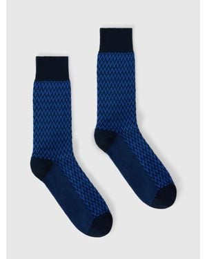 Missoni Mid-Length Cotton-Blend Socks With Zigzag Pattern - Blue