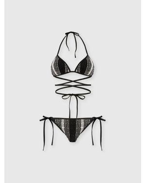 Missoni Bikini With Mesh Detailing And Sequin Appliqué - White