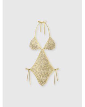 Missoni Zigzag Mesh Trikini With Sequins - White