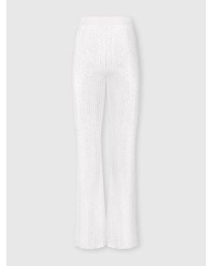 Missoni Ribbed Viscose Lamé Straight Pants With Sequins - White