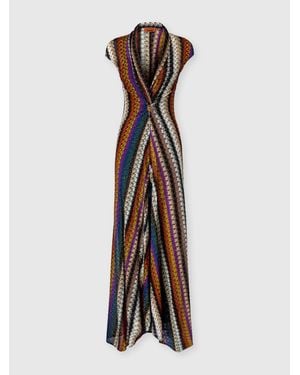 Missoni Abito Lungo Con Scollatura E Nodo, Donna, Taglia - Bianco