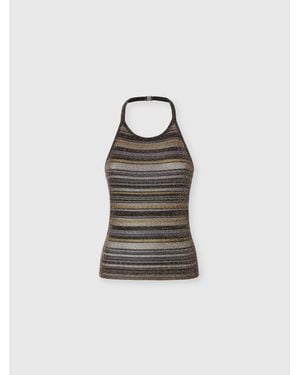Missoni Striped Viscose Lamé Top With Halter Neck - White