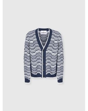 Missoni Cotton-Blend Cardigan With Greek Motif - Blue