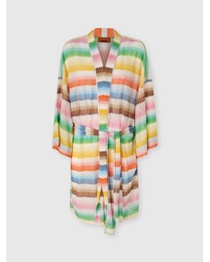 Missoni Short Kimono Cover-Up With Dégradé Zigzag Pattern - White