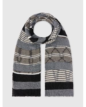 Missoni Ribbed Wool And Viscose Scarf - Grey