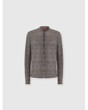 Missoni Cashmere And Viscose Shirt With Band Collar - Grey