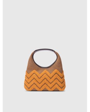Missoni Hobo-Bag Aus Frottee Mit Zickzackmuster, Damen, Größe - Blau