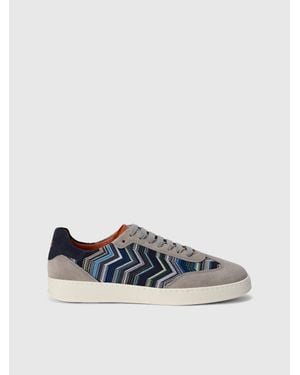 Missoni Zigzag Fabric Sneakers With Suede Inserts - Blue