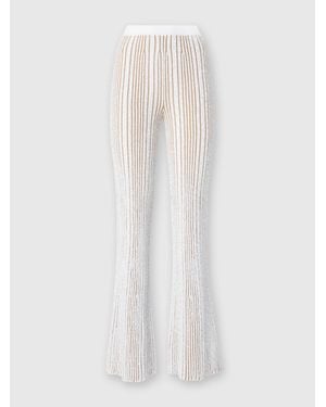 Missoni Pantaloni Flare Stretch A Costine Con Paillettes, Donna, Bianco & Taglia