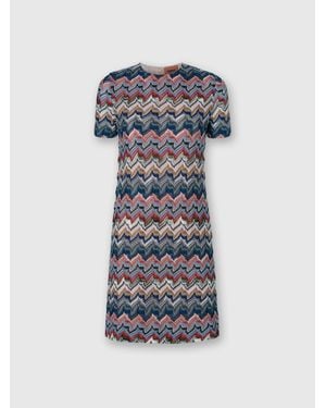 Missoni Short Dress With Half Sleeves - Blue