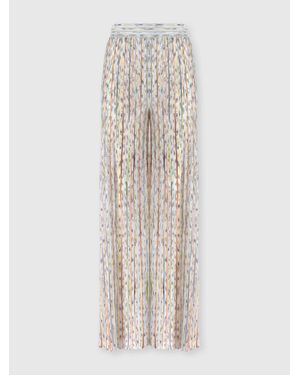 Missoni Ribbed Mixed Viscose Trousers With Sequins - White