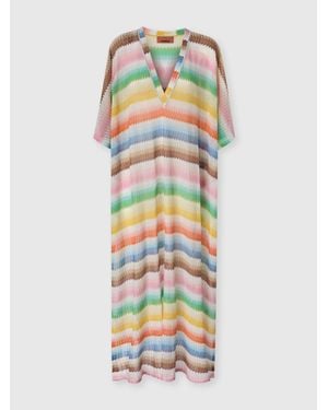 Missoni Long Caftan Cover-Up With Dégradé Zigzag Motif - White