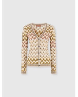 Missoni Slim Viscose Lamé Cardigan With Lace Motif - White