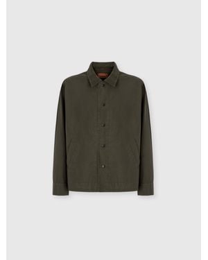 Missoni Cotton Canvas Overshirt With Zigzag Collar Detail - Green