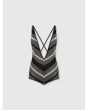 Missoni Costume Intero A Rete, Donna, Bianco & Nero, Taglia