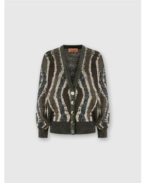 Missoni Boxy Cardigan With Buttons And Wave Pattern - Black