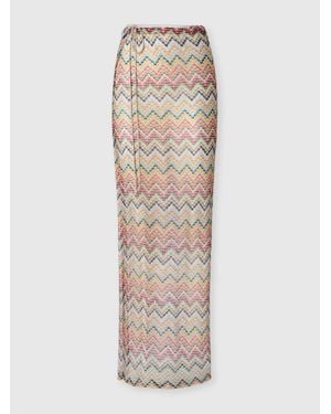 Missoni Long Pareo Skirt With Print - Natural
