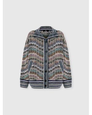 Missoni Cardigan Oversize Con Applicazione Di Paillettes, Donna, Taglia - Blu