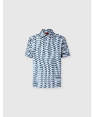 Missoni Polohemd Aus Baumwollpiqué Mit Zickzack-Motiv, Herren, Größe - Blau