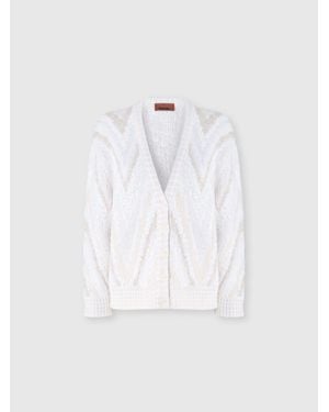 Missoni Tonal Chevron Jacquard Cardigan - White